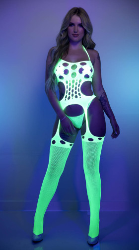 Crotchless Bodystocking Attached With Thigh High